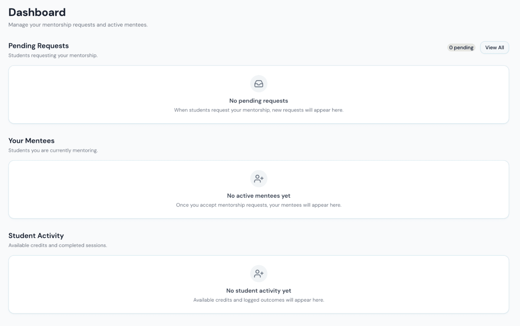 Never Summit mentorship matching screen