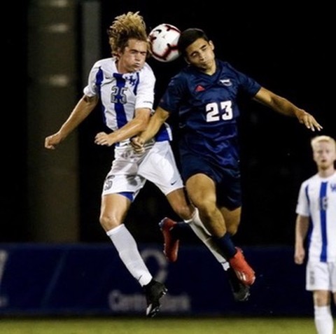 Edgardo Obregon playing in an NCAA Division 1 soccer match